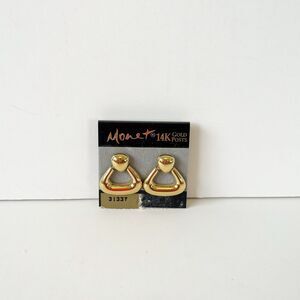 Vintage Monet 14 K Gold Plated Posts Original Backs Labeled Monet Earrings NWT's